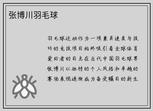张博川羽毛球